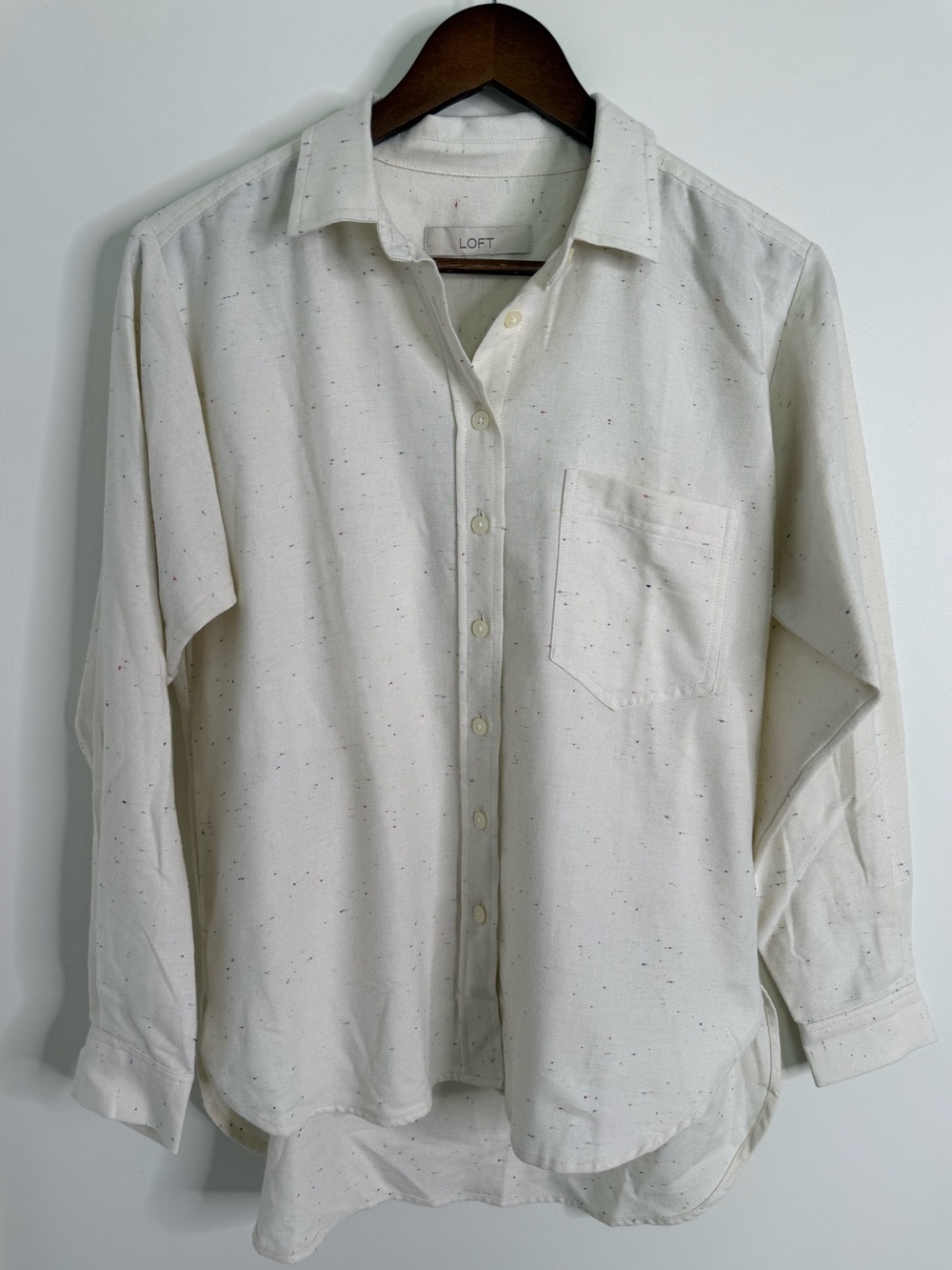 NWT Loft Confetti Cream Button Up Top Size XS